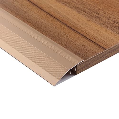 HJUYV-ERT Bodenübergangsleiste aus Aluminium, strapazierfähiges U-Formteil, wasserdicht, robust, rutschfest, Bodenbelag, Reduzierstück, benutzerdefinierte Größe (Gold) Cover