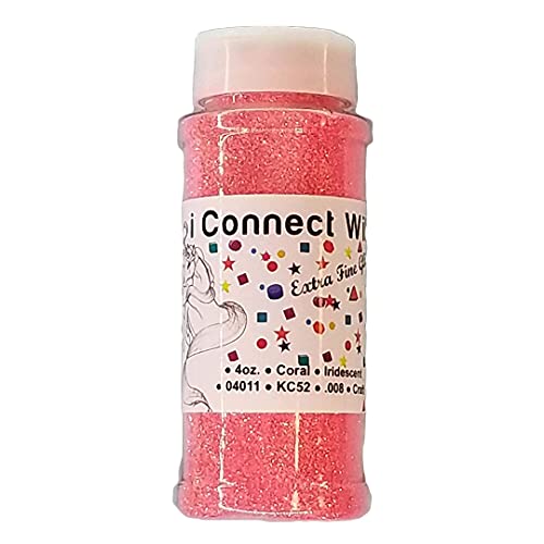 iConnectWith Glitter – Coral Pink, Extra Fine Iridescent Glitter; Multi-use for Crafts, Decorations, Nail Art, Makeup, Tumblers, Resin Art, and DIY Projects