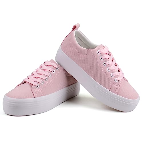Image of JABASIC Women Lace Up Platform Sneakers Comfortable Casual Fashion Sneaker Walking Shoes