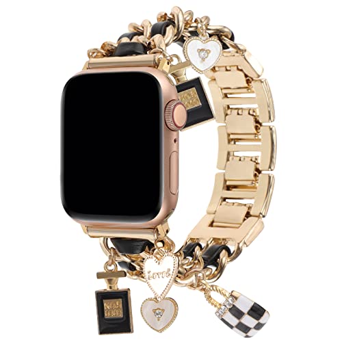 Stylish-Wristband-Compatible-with-Apple-Watch-Bands-38mm-40mm-41mm-42mm-44mm-45mm-49mmReplacement-Strap-with-Unique-Pendants-for-iWatch-Series-9-8-7-6-5-4-3-2-1-SE-Metal-Chain-Charms-for-Women 41ipG3J4diL