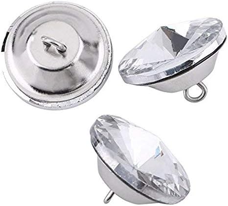 Miniatura 3 de 50 botones de tapicería de cristal, botones redondos de cristal de diamantes de imitación de 0.79 pulgadas de diámetro, con lazo de metal, para