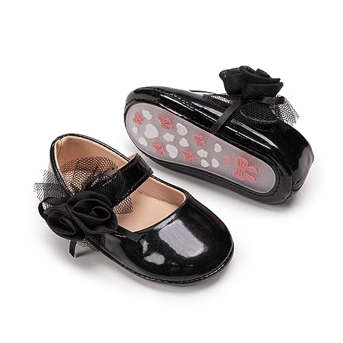 Image of Meckior Infant Baby Girls Soft Sole Bowknot Princess Wedding Dress Mary Jane Flats Prewalker Newborn Light Baby Sneaker Shoes