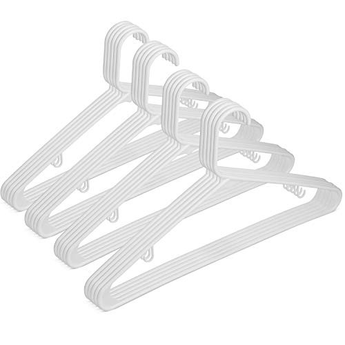 20 Standard Everyday White Plastic Hangers, Long Lasting Tubular Clothes Hangers, Value Pack of 20 Clothing Hangers. (20 Pack -, White)