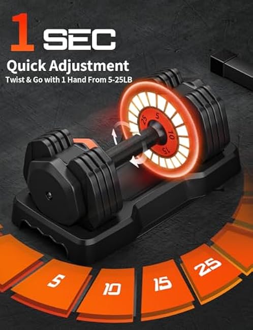 LEEKEY Adjustable Dumbbells, Dumbbells with Anti-Slip Handle for Exercise & Fitness Fast Adjust Weight, Innovative Workout Equipment, Dumbbell Set Adjustable Weight