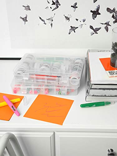 Image of 2pack 18 Grids Clear Plastic Organizer Box Storage Container with Adjustable Dividers (Clear x 2PC,18 Grids)
