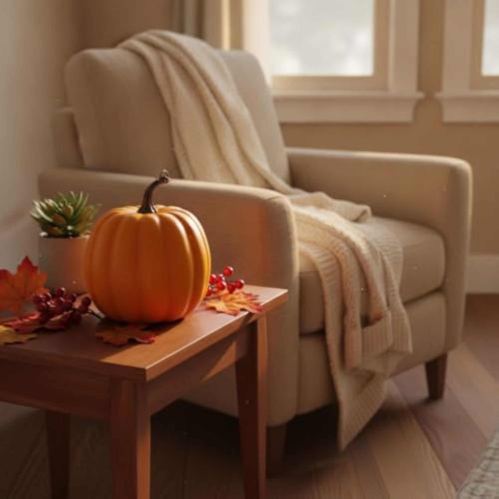 Lifelike Decorative Foam Pumpkins for Tabletops
