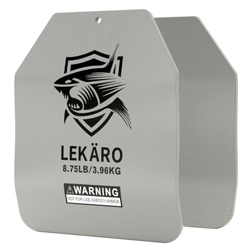 Weighted vest plate labeled "LEKÄRO" weighing 8.75LB with a shark logo, designed for fitness training, emphasizing the importance of selecting appropriate weights for enhanced workout efficiency.