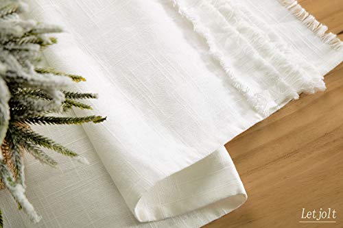 White Table Runner 108 Inches Farmhouse Table Runner Linen-Cotton Fabric Rustic Wedding Table Decor Birthday Party #TOP2