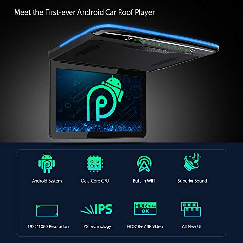 Xtrons Android Car Overhead Player 13.3 Inch Wide Ips Screen Car Roof Mount Monitor With Built-In Stereo Speakers Flip Down Overhead Car Monitor Support 8K Video thumb #1