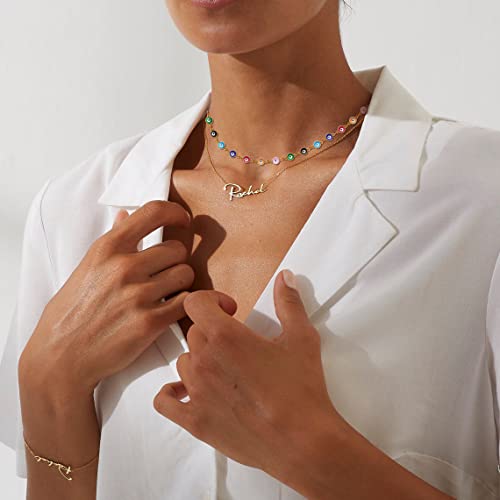 Ever2000 Personalized Name Evil Eye Choker Necklace For Women Girls, Custom Blue Third Devil Eye Ojo Turco Nazar Necklace Gold Silver Protection Jewelry Amulet Gift For Her #TOP3