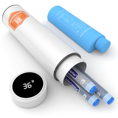 DISONCARE Odyssey 60H 3Pens Insulin Cooler Travel case Digital Display Medication Cooler for Medicine Travel TSA Approved Ice Pack Diabetic Medical Diabetes Bag EpiPen with Medical Tag（White）