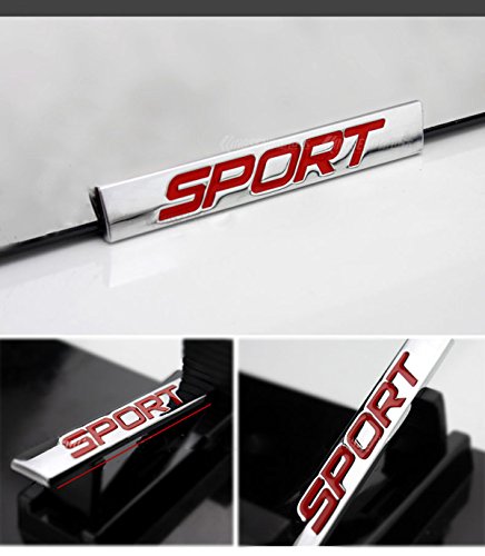 Dsycar 3D Metal Sport Premium Car Side Fender Rear Trunk Emblem Badge Decals (Sport-Silver Red) #TOP1