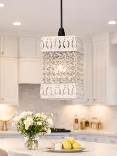 Image of Lotus Crystal Pendant Light Modern Ceiling Fixture, Stylish Home Decor, Warm White, Living Room, Bedroom, Contemporary Design, Decorative Crystal Chandelier (Regal Crystal Tower White)