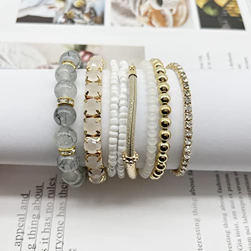 Srobenz 48 Pcs Bohemian Stackable Bead Bracelets For Women Multicolor Stretch Beaded Bracelets Layered Bead Adjustable Bracelet Pink Black Blue Turquoise Stretch Bracelets Jewelry #TOP5