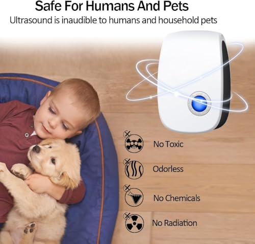 Ultrasonic Pest Control Repeller 6 Packs Electronic Pest Repellent Plug in Indoor Sonic Repellent for Rodents Cockroach Bug Roach Insects Mice Mouse Spiders Mosquitoes