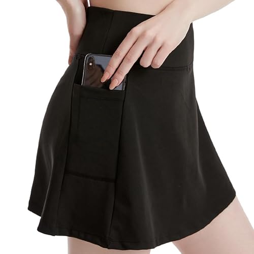 ThreeH Meia saia esportiva de ioga feminina para treinamento, corrida, fitness, tênis, com bolsos, P