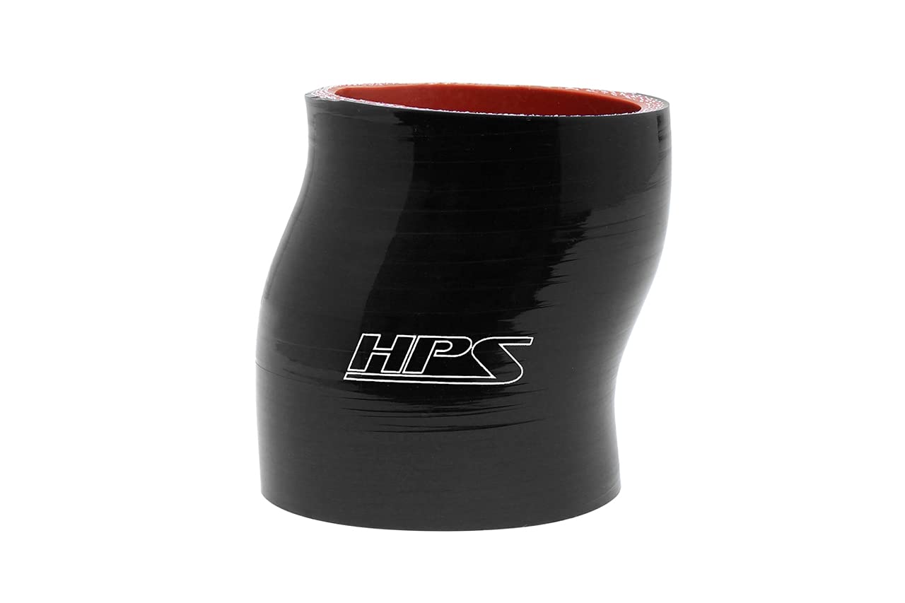 HPS HTSOC-300-BLK Silicone High Temperature 4-ply Reinforced Offset Coupler Hose, 75 PSI Maximum Pressure, 3" Length, 3" ID, Black
