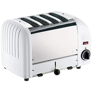 Dualit Classic 4 Slice Vario Toaster | Stainless Steel, Hand Built in The UK | Replaceable Proheat Elements | Heat Two or Four Slots, Defrost Bread, Mechanical Timer | Replaceable Parts | White, 40355