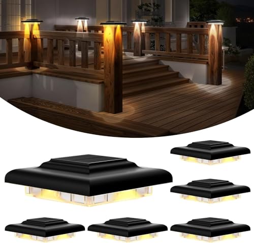 Lampe solaire pour clôture NATPOW lot de 6 éclairages LED blanc chaud et froid IP65 pour jardin