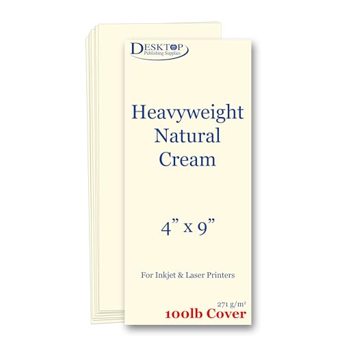 100 Pack - 4 x 9 Menu Paper Rack Cards - 100lb Cover (270gsm) Matte Natural Cream Cardstock - Inkjet Laser Printer Compatible - Restaurant Menus Takeout Lists Drink Specials Event Programs