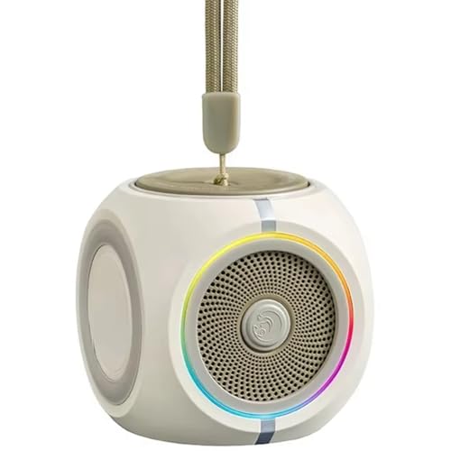 Haut-parleur Bluetooth portable blanc avec mini subwoofer et lumières RGB