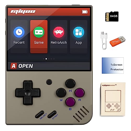 Miyoo Mini Plus Handheld Game Console 3.5 Inch Classic System Retro Video Games Consoles Portable Rechargeable Hand Held 64G Gray #TOP10