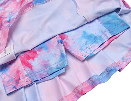 Hopeac Girls' Golf Clothing Tie Dye Print Skirt Tennis Apparel Travel Performance Lightweight High Waist Cute Skort With Shorts #TOP3