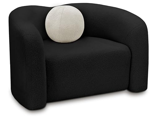 Sillón Curvo De Tela Peluche Negro