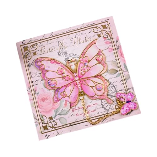 Elegant Butterfly Shape Metal Bookmarks with Chain Pendant Books Page Marker Reading Aid for Book Lover Readers Writers Portable