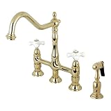Kingston Brass KS1272PXBS Heritage Kitchen Faucet with Brass Sprayer, 8-3/4-Inch, Polished Brass