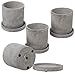 MyGift 4 Inch Unglazed Gray Concrete Planter, Cylindrical Cactus Herb Succulent Planter Pots with Removable Drainage Trays, Set of 4