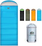 Sleeping Bag for Adults Kids Camping, 4 Season Warm Weather Waterproof Lightweight Sleeping Bag, Gre
