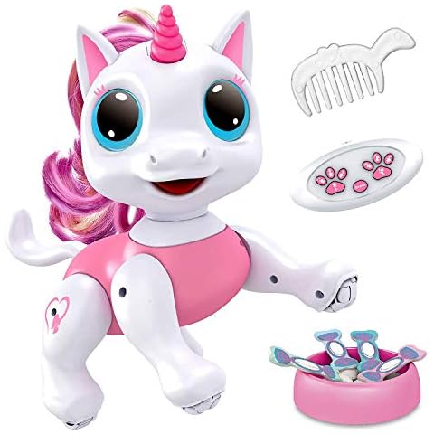 Power Your Fun Unicorn Robo Pets Unicorn Toy for Girls and Boys - Remote Control Robot Toy with Interactive Hand Motion Gestures, STEM Toy Program Treats, Walking, Dancing Robot Unicorn Kids Toy Pink Cover