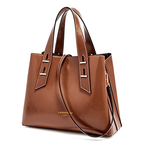 Image of LAORENTOU Women Crossbody Handbags Genuine Leather Satchel Handbags for Women Top-handle Shoulder Tote Purses