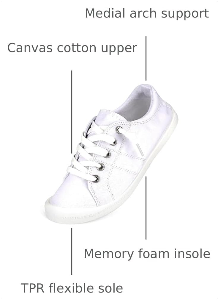 Hxlber Women's Low Top Sneaker - Round Toe Comfort Casual Canvas Shoes Fashion Sneakers for Walking for Women
