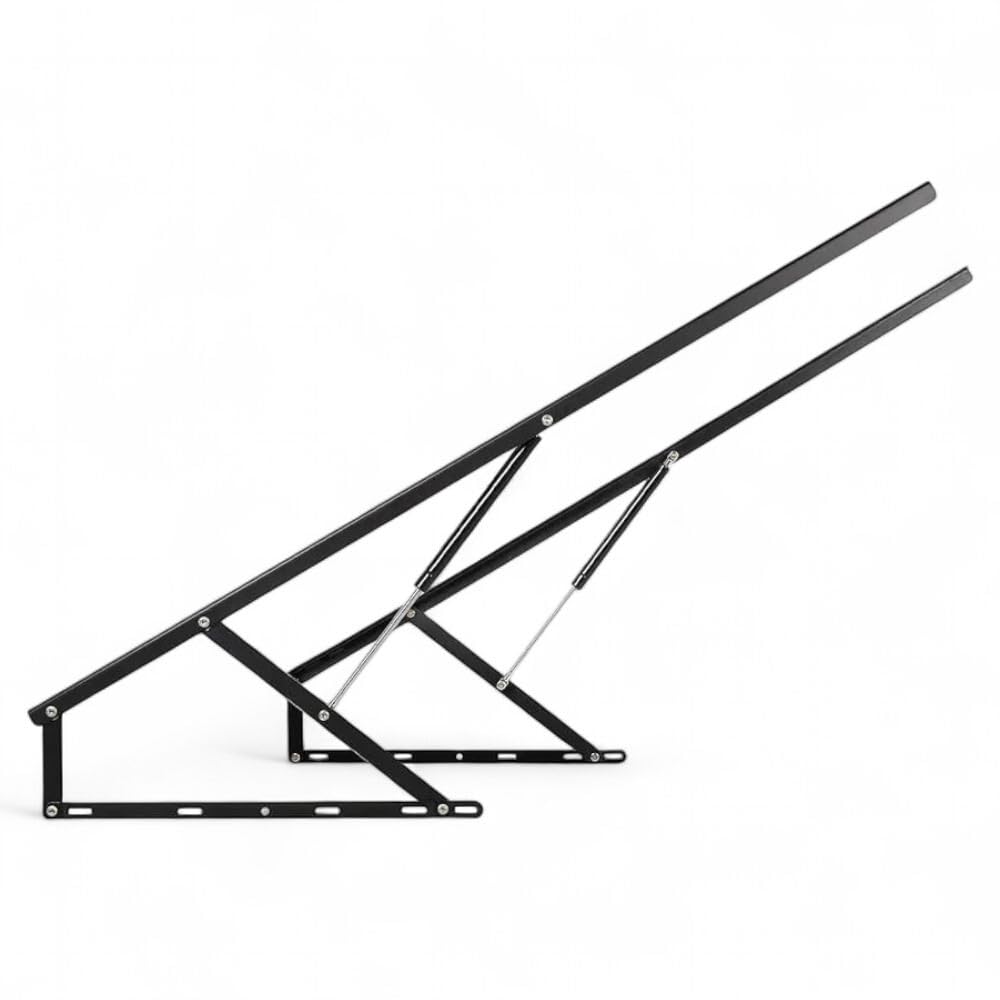lfm ozone pro hydraulic bed fitting 120kg – medium load lift-up storage system for standard wooden beds | black powder coated metal frame with gas spring | pack of 1 set (left & right arms)