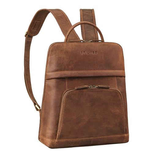 Sac à dos cuir femme petit format vintage marron avec poche tablette 10,1 pouces