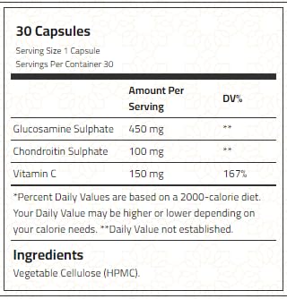 Body Builder Joint Flex, Advanced Joint Support Formula- Glucosamine, Chondroitin, Vitamin C Blend - Enhance Flexibility, Reduce Aches, 30 Capsules