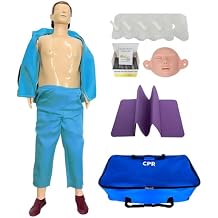 CPR Manikin, Full Body 63in/160cm CPR Training Dummy with Replaceable Facial Skin & Replaceable Lung Bags & Storage Bag Suitable for Training and Exercises