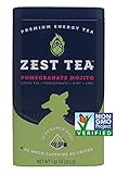 Zest Tea Premium Energy Hot Tea, High Caffeine Blend Natural & Healthy Black Coffee Substitute, Perfect for Keto, 135 mg Caffeine per Serving, Pomegranate Mojito Green Tea, 30 Sachets (2 Tins)