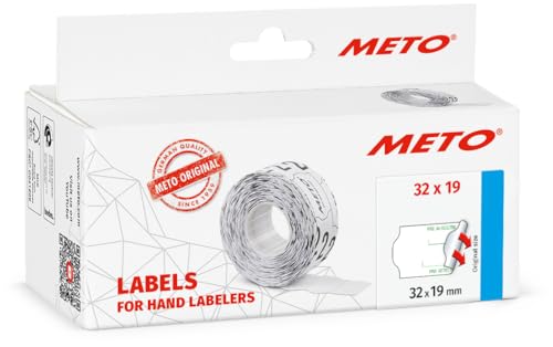 Etiquetas de precio Meto de 32x19 mm, 5.000 unidades en color blanco permanente de 2 líneas