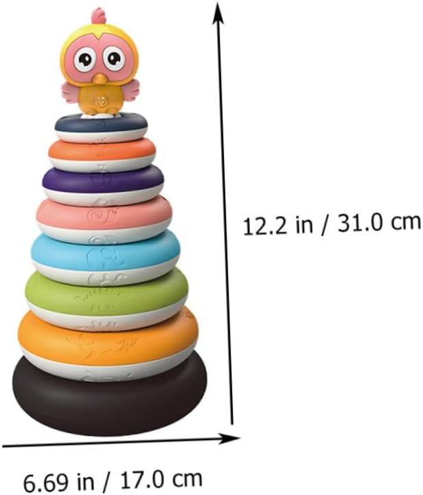 Educational Rainbow Ring Stacking for Over Color and Shape Recognition Hand-Eye Coordination Development Low-Saturation Plaything