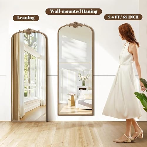 Besdomus Vintage Mirror Full Length: 21x56 French Gold Arched Full Body Mirror - Floor Antique Baroque Traditional Ornate for Entryway/Cloakroom/Bedroom/Living Room - Home Decor for Fashion-Conscious by Besdomus - Used condition - Image 9