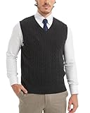 Kallspin Chaleco de suéter de algodón puro de algodón puro con cuello en V para hombre versátil ligero ajuste relajado sin mangas, XL