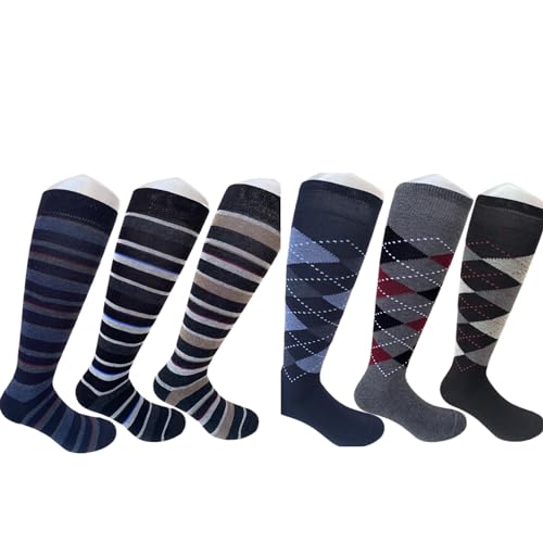 calze college 6 Paia Calze Lunghe Uomo a pois fantasia in Caldo Cotone Morbide di qualità 39-46 Made in Italy (Rombi & Riga)