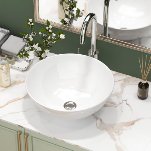 Image of Sarlai Countertop Bathroom Basin 42x42x16 cm Round Ceramic Bathroom Sink