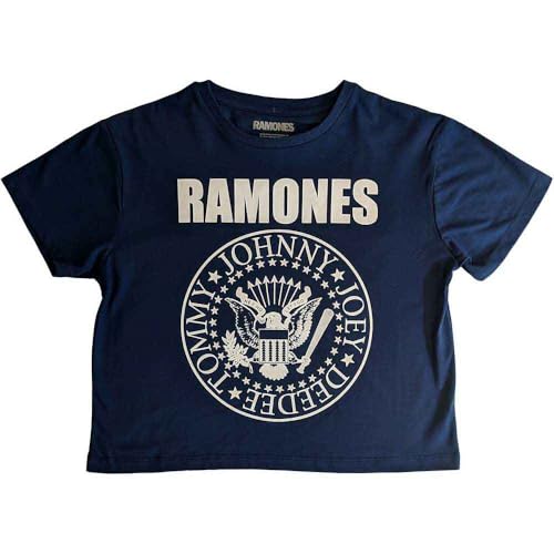 Crop top Ramones avec logo cachet présidentiel t-shirt court pour femme