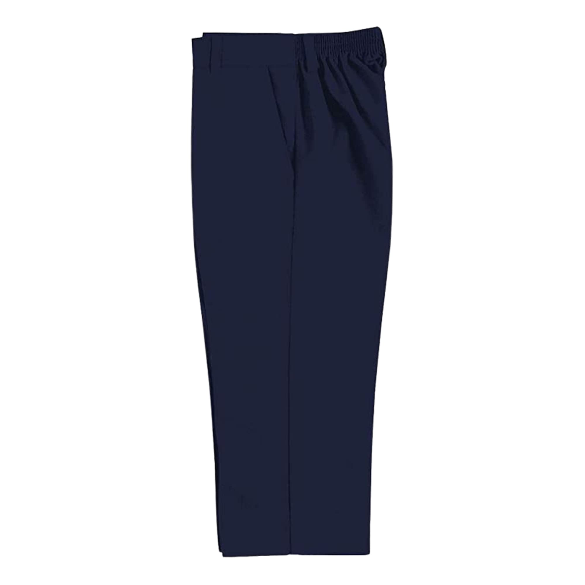 YAHOMI Uniforme escolar para niños y niños, cintura media elástica, pantalones de teflón, dos bolsillos laterales, parte delantera plana (edad 2-12 años)