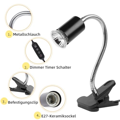 LUCKY HERP Aquarium Schildkröte Wärmelampe Zubehör, UVA UVB Lampe Terrarium 25W/50W Heizlampe, E27 Reptilien Basking Spot für Schildkröten, Bartagamen, Eidechsen, Reptil
