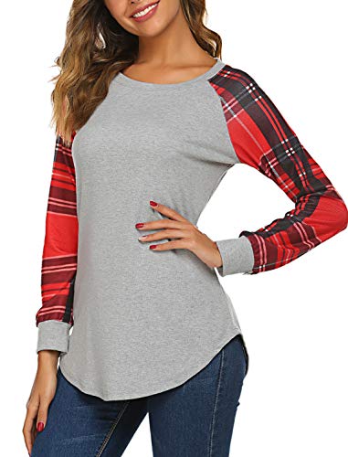 Womens Tops,Halife Long Sleeve Tunic Tops for Women To Wear With Leggings Light Grey XL